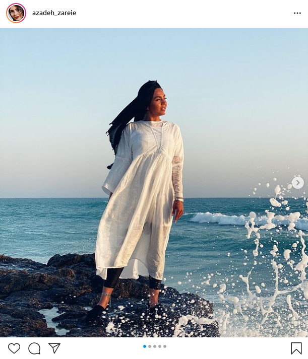 آزاده زارعی کنار دریا با آهنگ تتلو + عکس های کنار ساحلی آزاده زارعی