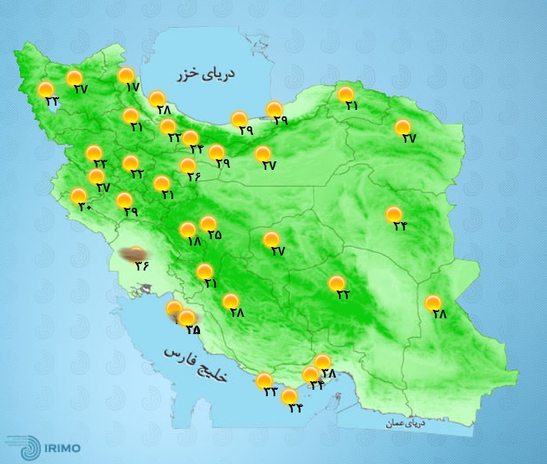 وضعیت آب و هوا، امروز ۷ شهریور ۱۴۰۱ / روند افزایش تدریجی دما تا پایان هفته/ خیزش گردوخاک و رگبار و رعدوبرق در استانهای جنوبی/ تهران گرمتر میشود وضعیت آب و هوا، امروز ۷ شهریور ۱۴۰۱ / روند افزایش تدریجی دما تا پایان هفته/ خیزش گردوخاک و رگبار و رعدوبرق در استانهای جنوبی/ تهران گرمتر میشود