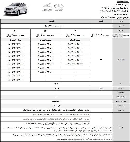 اعلام شرایط فروش نقدی و اقساطی سه خودرو شرکت کرمان موتور (+ جدول و جزئیات) اعلام شرایط فروش نقدی و اقساطی سه خودرو شرکت کرمان موتور (+ جدول و جزئیات)