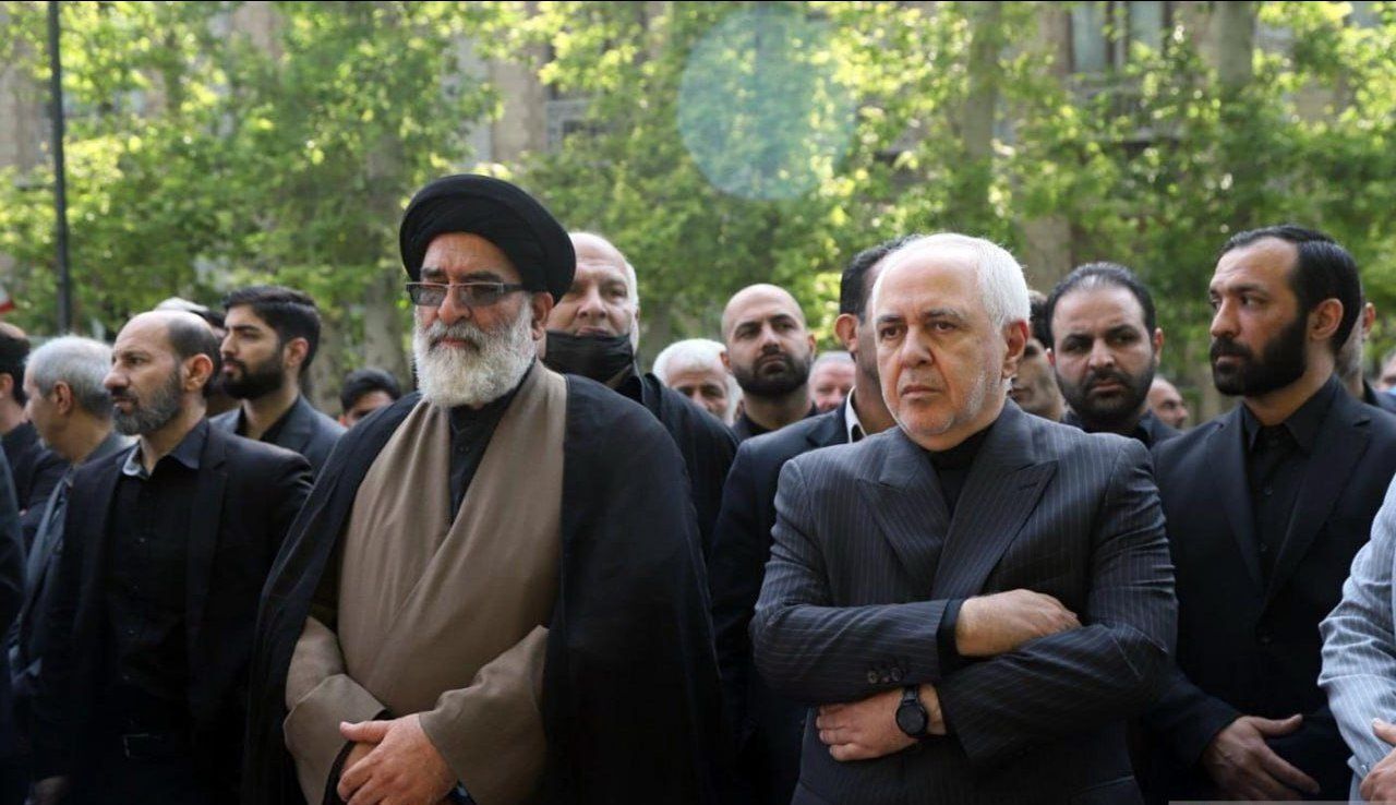 حضور ظریف در مراسم تشییع پیکر امیرعبداللهیان در وزارت امورخارجه