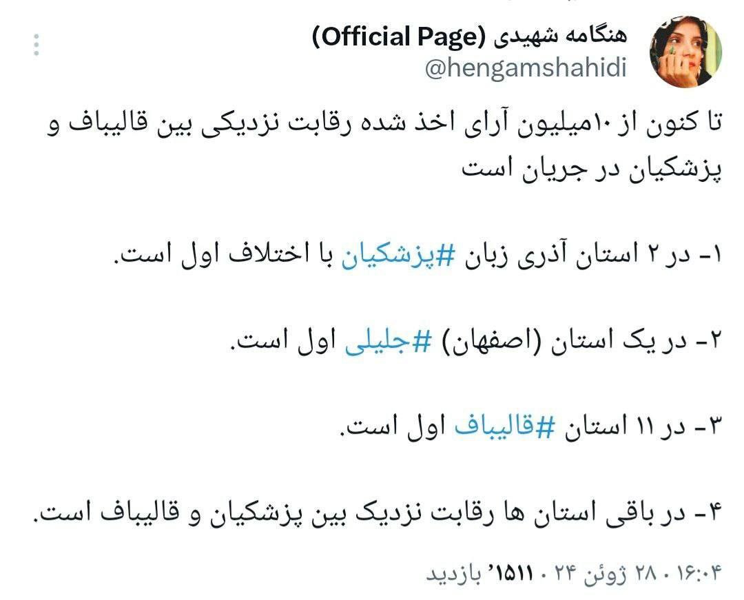 عکس غیر رسمی از نتیجه انتخابات در استانهای مختلف