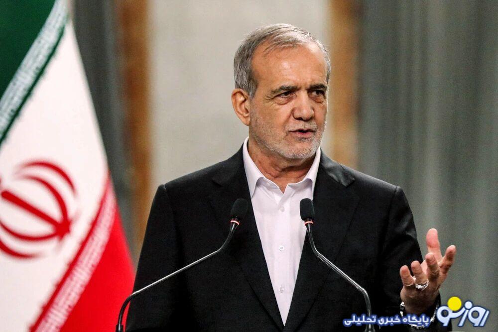 حضور پزشکیان در مراسم تشییع پیکر شهدا