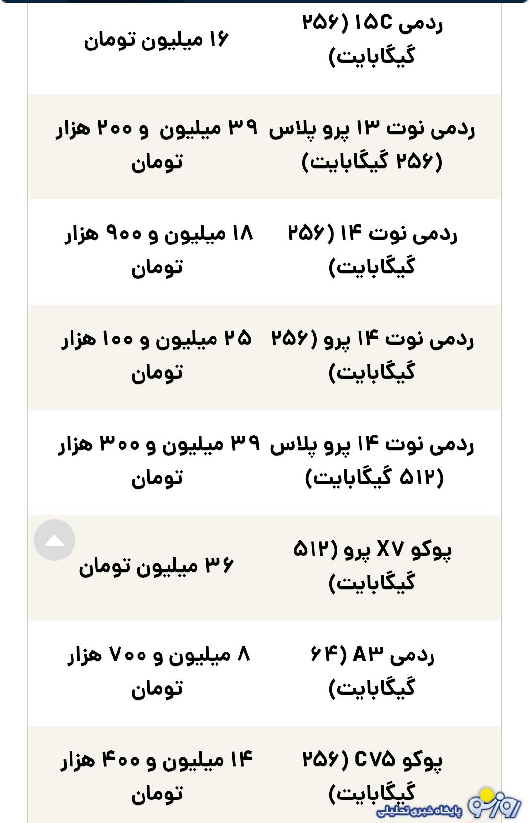 قیمت گوشی سامسونگ، شیائومی و آیفون امروز پنجشنبه ۱۷ مهر ۱۴۰۴