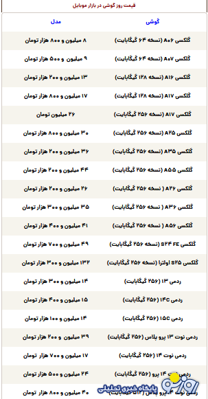 قیمت گوشی سامسونگ، شیائومی و آیفون امروز سه‌شنبه ۲۲ مهر ۱۴۰۴