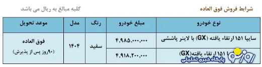 فروش فوری وانت سایپا ۱۵۱ با قیمت جدید