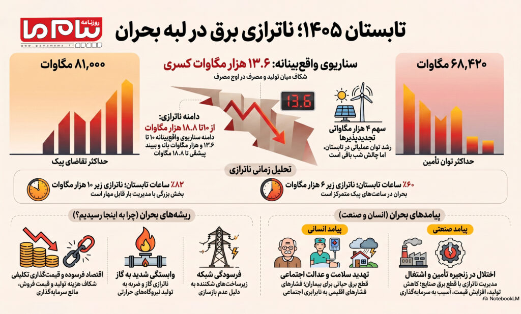 تابستان امسال ناترازی برق در وضعیت بحرانی قرار دارد!